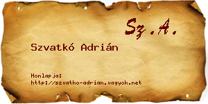 Szvatkó Adrián névjegykártya